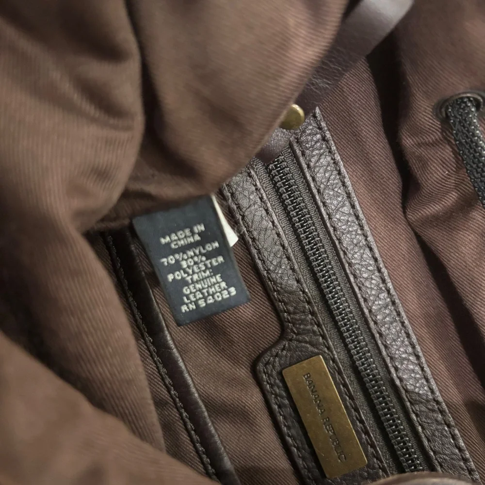 Banana Republic Nylon Backpack with Leather Trim and Front Zip Pockets‎